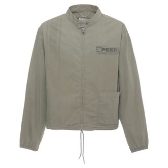 Maison Margiela Light Jackets, male, Green, Size: L Round Neck Cotton Jacket