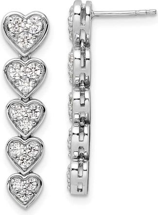 Diamond2Deal 14k Gold 1 ct Lab Grown Diamond Heart Dangle Earrings VS Clarity, D-E Color