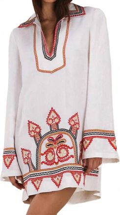Fortela Embroidered Short Dress In Off White
