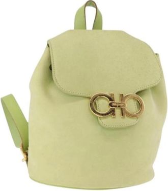 Ferragamo Pre-owned Suede Rugzak - Dames - Vintage Rugzakken - Groen - ONE Size - Su&egrave;de - Vintage
