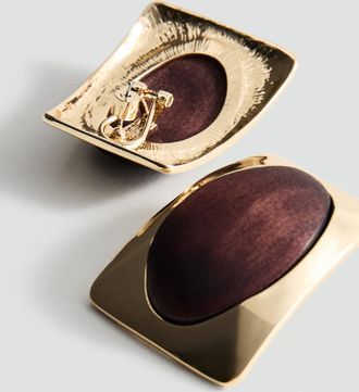 Mango Orecchini legno combinati oro - Donna - Taglia unica - MANGO