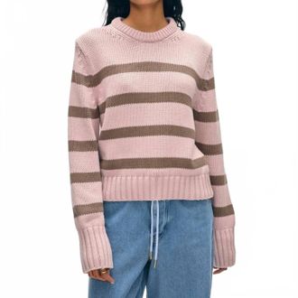 White + Warren Organic Cotton Striped Sweater In Blush/mocha