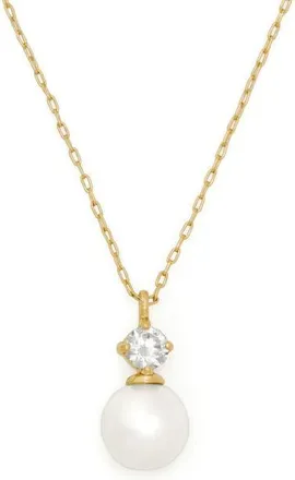 Kate Spade New York Imitation Pearl & Cubic Zirconia Mini Pendant Necklace in Cream Multi at Nordstrom