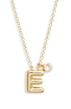 Chelsea28 Goldtone Initial Pendant Necklace in E- Clear- Gold at Nordstrom