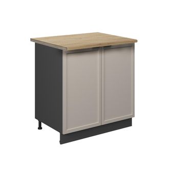 Vicco Armario Bajo Para Fregadero Fame-line, Grisbeige, 80 Cm Con Estante, Et Roble, Vicco