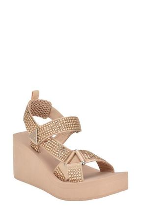 Guess Dawsin Slingback Platform Wedge Sandal in Light Natural at Nordstrom, Size 10
