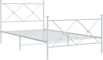 vidaXL Metal Bed Frame without Mattress with Footboard White 107x203cm Vidaxl