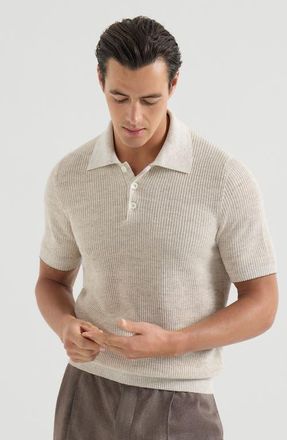 Brunello Cucinelli Half English rib knit polo in Yuta at Nordstrom, Size 52 It
