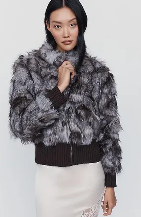 Maeve Faux-Fur Cropped Jacket
