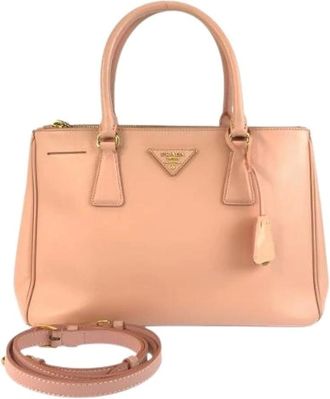Prada Pre-owned Handbags, female, Pink, Size: ONE SIZE Pre-owned Saffiano Galleria Leather Tote Bag
