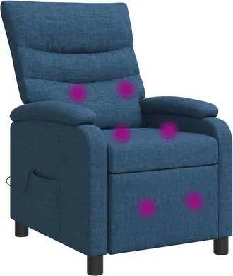 vidaXL Silla De Masajes Reclinable Azul Tela Vidaxl