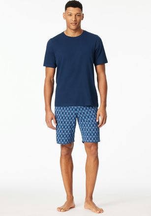 Schiesser Shorty SCHIESSER Casual Essentials, Herren, Gr. 48, dunkelblau, Single Jersey, Obermaterial: 100% Baumwolle, bequem ca. Mitte Oberschenkel, Rundhals, 