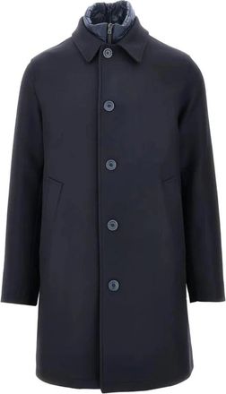 Herno Ge&iuml;soleerde Trenchcoat met Kraag - Heren - Mantel - Blauw - 2XL - Leer - Jassen