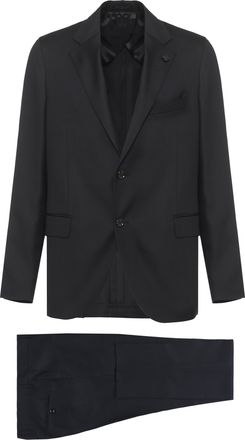 Lardini Black Pinstripe Wool Suit
