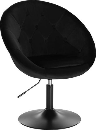 Woltu Woltu - 1x Taburete De Bar Acero Cromado Terciopelo Taburete Bajo Silla De Bar Taburete Conferencia Taburete Peluquer&iacute;a Taburete Oficina Negro