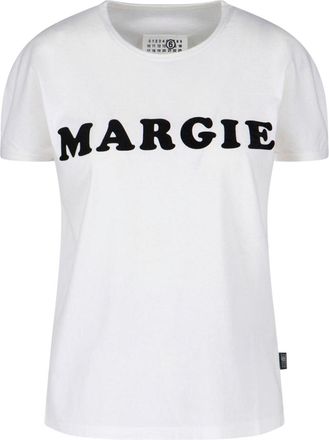 Maison Margiela White Margie Bold Print Cotton T-Shirt