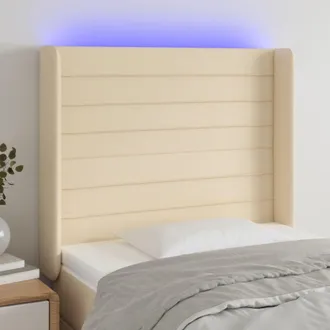 vidaXL Cabecero Con Led De Tela Color Crema 83x16x118/128 Cm Vidaxl