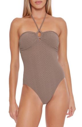 Trina Turk Empire Bandeau One-Piece Swimsuit in Sandstone at Nordstrom, Size 8