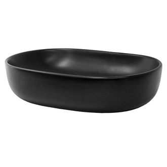 ECD Germany Lavabo negro cer&aacute;mica ovalado moderno fregadero de sobremesa