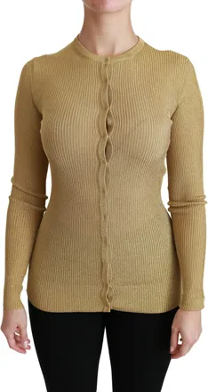 Dolce & Gabbana Gold Long Sleeve Cardigan Viscose Womens Sweater