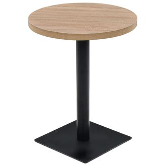 vidaXL Mesa De Bar Bistr&oacute; Mdf Y Acero Redonda 60x75 Cm Color Roble Vidaxl