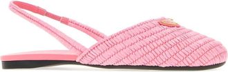 Prada Womens Ballet Flat Pink Raffia