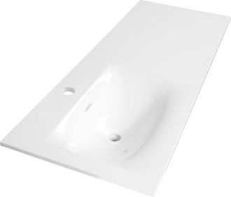 Marcel Breuer Glacier wastafel asymmetrisch 120x46x2cm - 1 wasbak - links 1 kraangat- fine stone - hoogglans wit