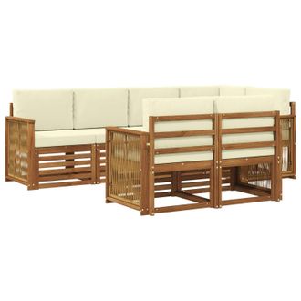vidaXL Conjunto De Sof&aacute; Seccional Con Coj&iacute;n 6 Pcs Natural Y Crema Vidaxl