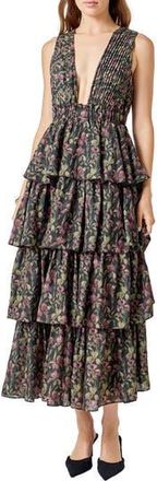endless rose Tiered Floral Sleeveless Maxi Dress in Multi at Nordstrom Rack, Size Large
