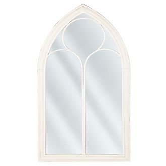 Beliani Beliani - Espejo De Pared De Metal Blanquecino 62 X 113 Cm Efecto Envejecido Forma De Ventana Vintage Trelly
