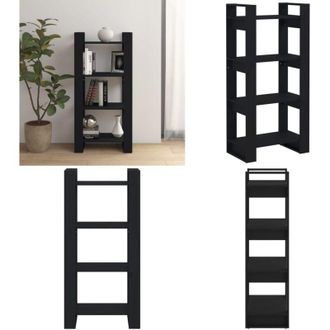 vidaXL Libreria/Divisorio Nero 80x35x125 cm Legno Massello - Divisorio in legno - Libreria nero