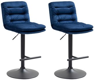 Clp Clp - Set De 2 Taburetes De Bar Damar En Terciopelo Azul Negro