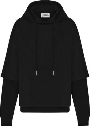 Jean Paul Gaultier Zwarte gelaagde hoodie met capuchon - Dames - Hoodies - Zwart - XS - Katoen - Hoodies & sweatvesten