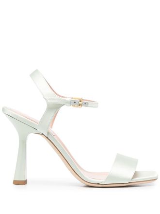 Alberta Ferretti heeled silk sandals - women - Silk/Silk/Leather/Leather/Viscose/Viscose - 40 - Green