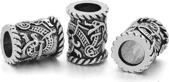 OEM Juego De 3 Cuentas Vikingas De Acero Inoxidable Para Barba, Di&aacute;metro Interior De 6 Mm, Accesorios De Joyer&iacute;a Y Para El Cabello Plateados