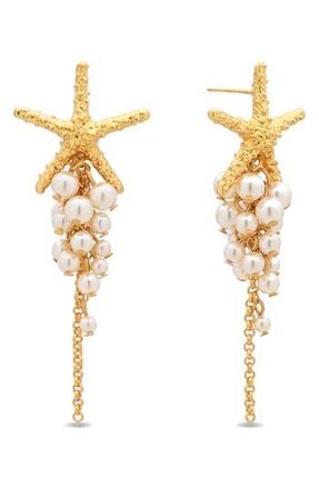 Eye Candy Los Angeles Danica Starfish Faux Pearl Drop Earrings in Gold at Nordstrom Rack