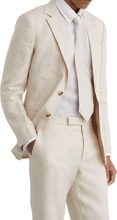 Reiss Atlantic linen Blazer in Stone at Nordstrom, Size 40