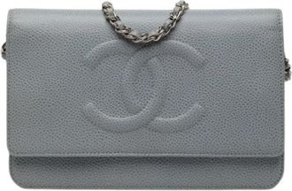 Chanel Pre-owned Wallet on Chain - Dames - Vintage Mini Tas - Grijs - ONE Size - Leer - Vintage