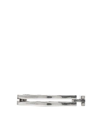 Saint Laurent logo-engraved bracelet - men - Brass - M - Silver