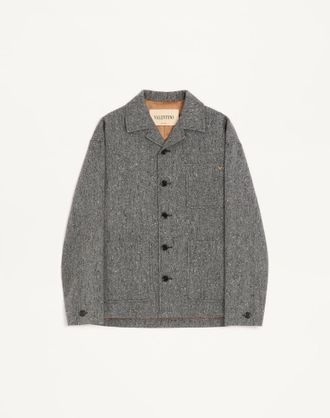 Valentino Valentino Shirt Jacket In Boutonn&eacute; Wool With Vgold