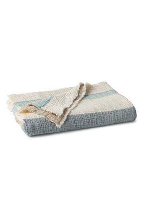 Coyuchi Topanga Organic Cotton Matelass&eacute; Throw in Dusk Stripe at Nordstrom