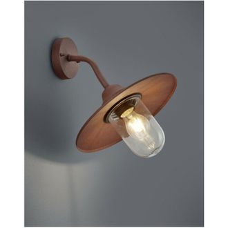 Trio Leuchten Brenta Outdoor Down Wall Sconce Aluminio Fundido Pintado Efecto &Oacute;xido Con Difusor De Vidrio Transparente Ip44 H.35cm 201760124