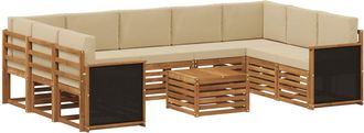 vidaXL Conjunto De Sof&aacute;s De Exterior 10 Uds. Natural Vidaxl