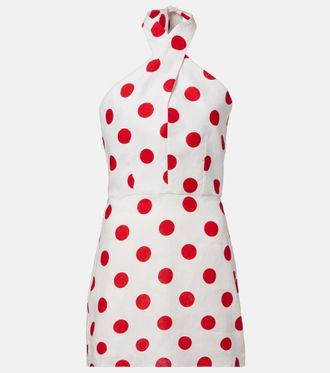 Cala de la Cruz Veneta polka-dot halterneck linen minidress