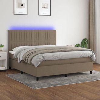 vidaXL Vidaxl - Cama Box Spring Colch&oacute;n Y Luces Led Tela Gris Taupe 180x200 Cm