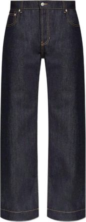 Alexander McQueen Navy Blue Wide Leg Jeans