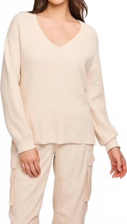 Gentle Fawn Lisbon V-Neck Knit Sweater In Cream