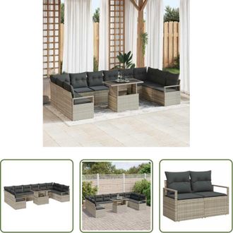 vidaXL Set modulare - Set Divano da Giardino 11 pcs Grigio chiaro polyrattan
