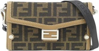 Fendi Sand Canvas Leather Pouch (Pre-Owned)