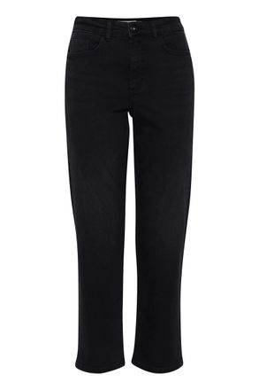 Ichi IHTWIGGY Raven Womens Jeans Denim Trousers with Stretch Straight Cut Crop Length, Washed Black (19041), W27